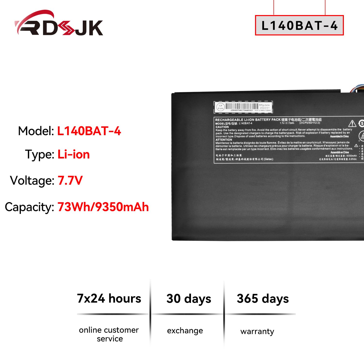 Amazon.com: RDSJK L140BAT-4 6-87-L140S-72B01 Laptop Battery for
